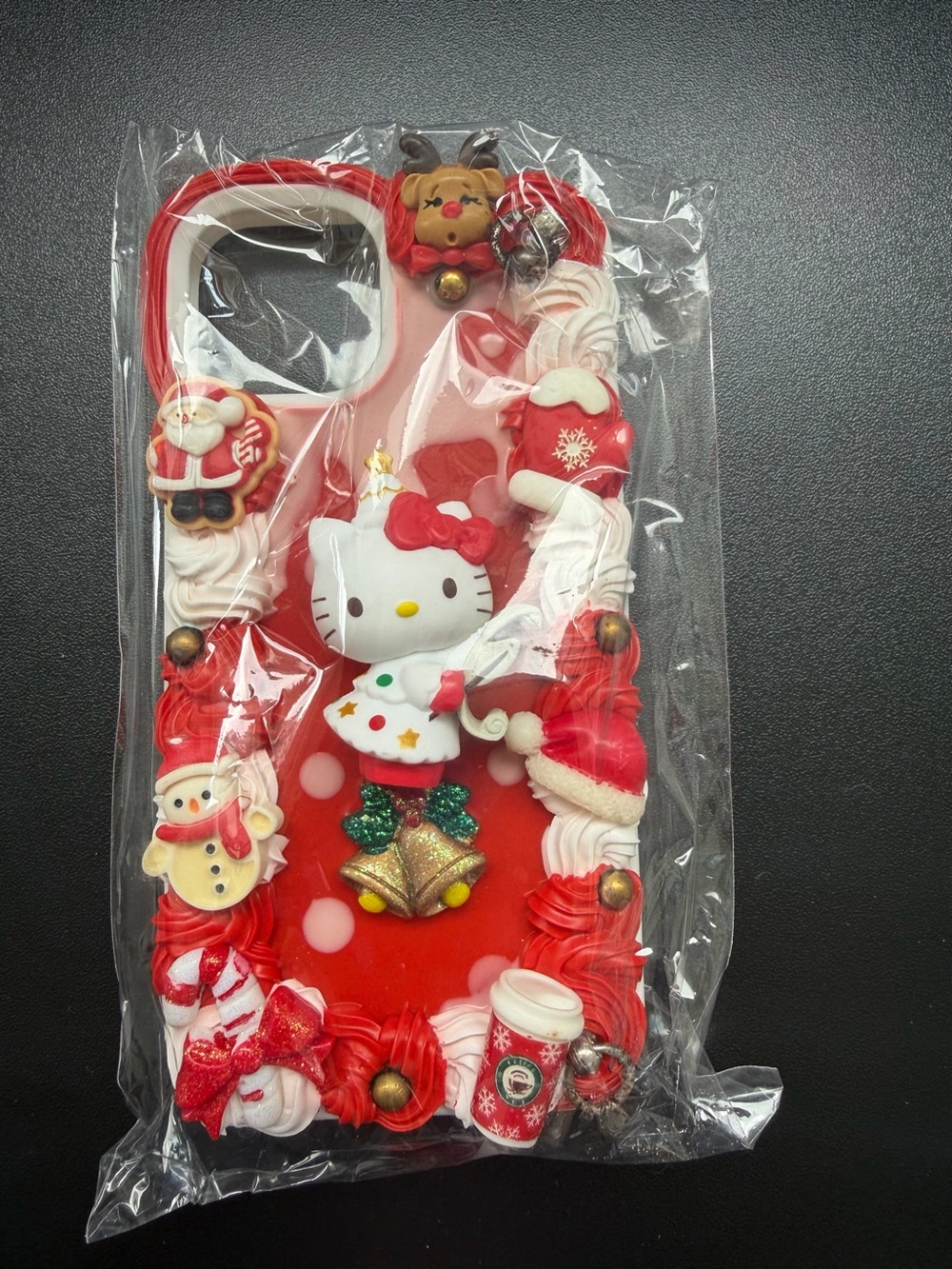 NIP iPhone 13/14 Decoden Case Sanrio Kawaii Cute Hello Kitty Christmas Red 3D